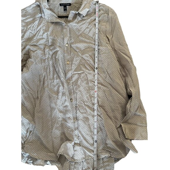 Eileen Fisher Long Sleeve Button Front 100% Silk Shirt Women's Large Light Grey - Picture 5 of 6